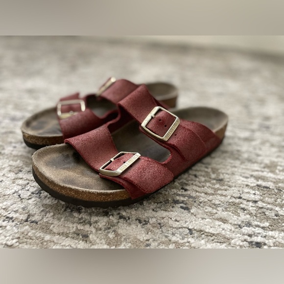 Birkenstock Arizona Magical Metallic Maroon Sandals Size 38 / Womens 7 - Picture 8 of 8